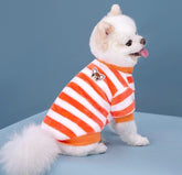 KUTKUT Soft Warm Fleece Small Dog & Cat Shirt, Cute Stripe Pattern Stretchable Winter Cosy Vest Tshirt for Chiuhuahua, Yorkshire, Toypom etc - kutkutstyle